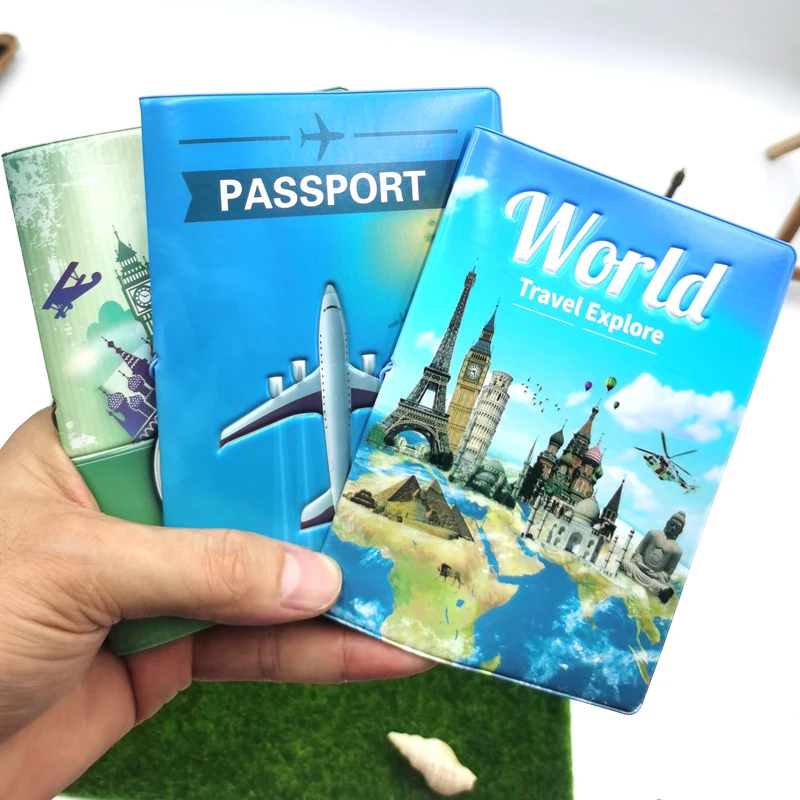 New Travel Accessories Passport Holder Men Lady Travel Around The World PVC 3D Print Leather Passport Cover Case Card ID Holders