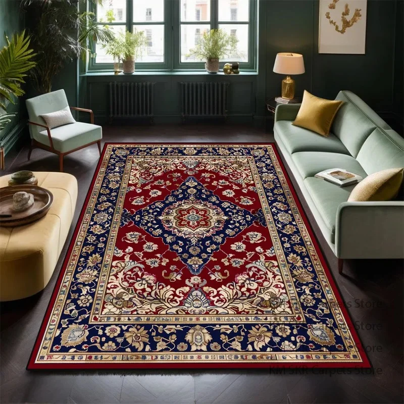 VIKAMA Vintage Persian Carpet Living Room Sofa Floor Mat Non-Slip Easy Clean Door Mat Bedroom Carpet Home Decoration