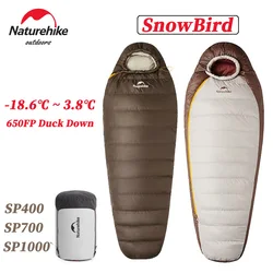 Naturehike Upgraded Snowbird Duck Down Sleeping Bag 650FP Mummy Ultralight 4 Season Warm Sleeping Bag Outdoor Traveling Hiking
