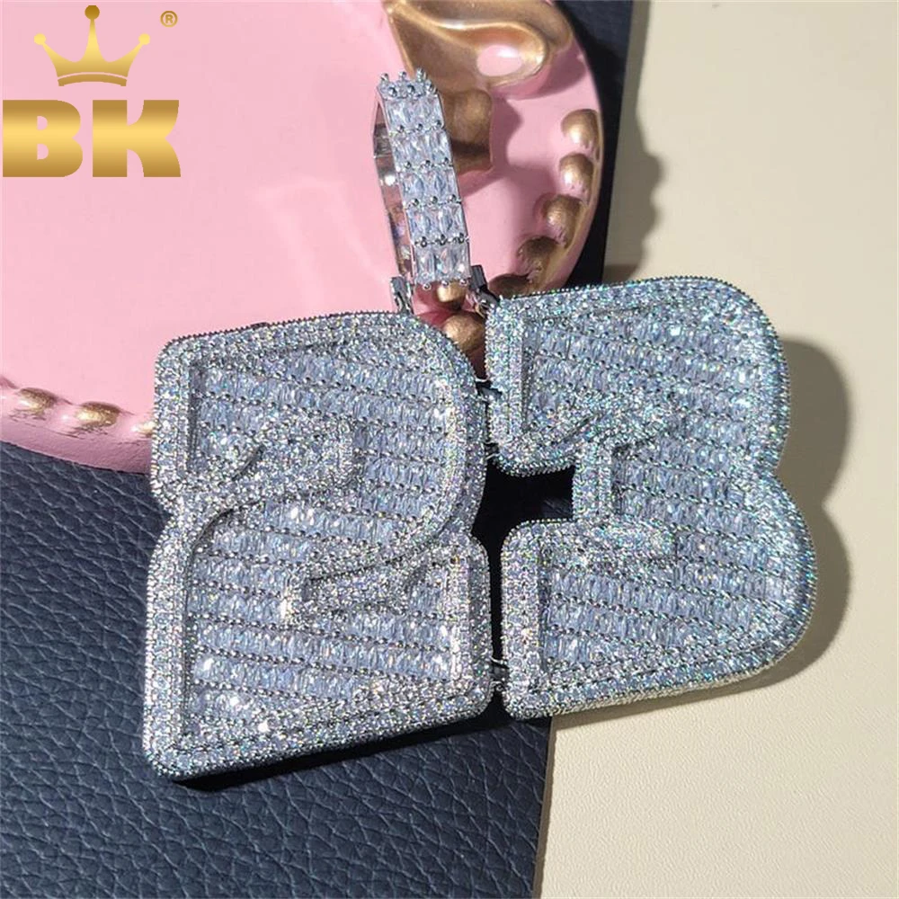 

THE BLING KING на заказ смелые косые буквы Iced Out Baguettecz кубический цирконий номер кулон-цепочка ожерелье хип-хоп панк ювелирные изделия