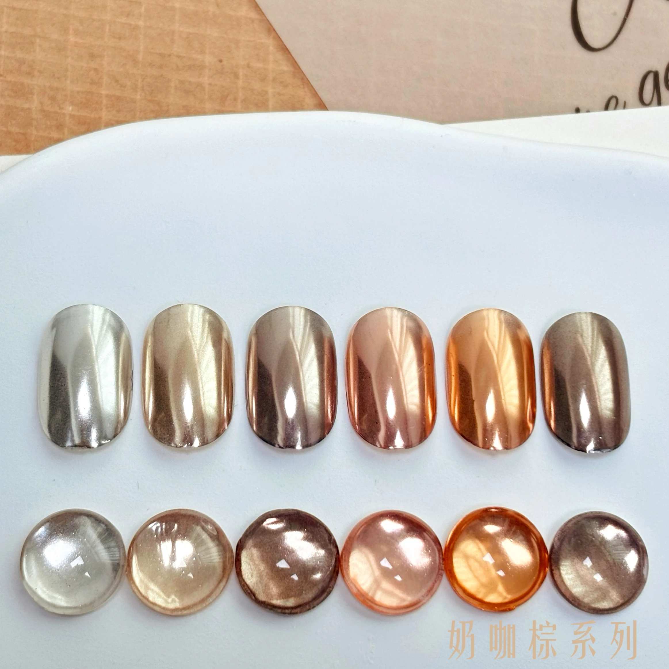 6-Color Light Gold Nail Mirror Powder Set, includes color chart and slide-out box—a must-have for DIY manicures and an ideal cho