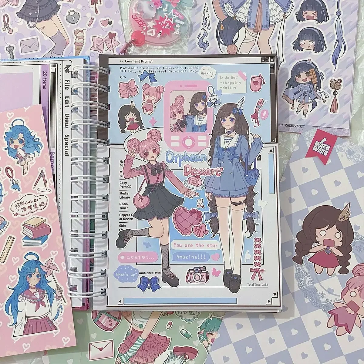 Cute Girl Sticker Handbook Original Character Sticker Diy Mobile Phone Case Decoration