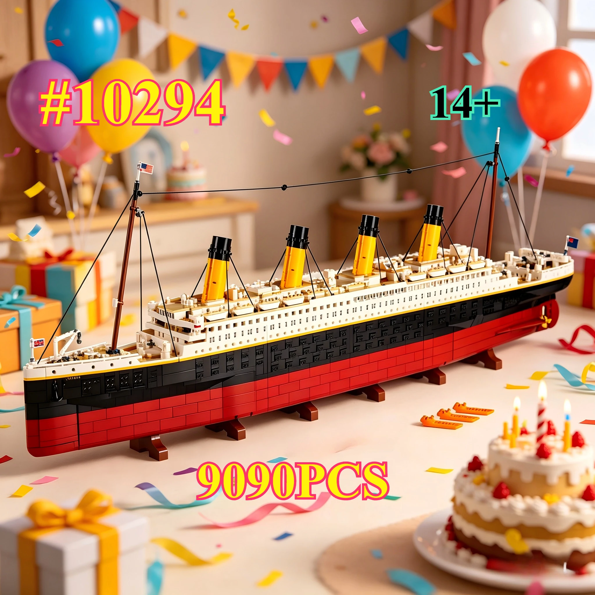 A Red Ship 10294 MiNi Building Blocks Sets Suitable for Birthday Gifts ,Not Compatible with Legoed Particles,9090pcs