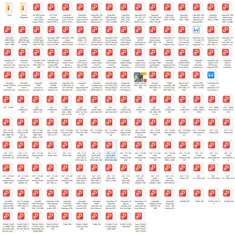 Engine Repaire Manual Over 150 PDF File For Caterpillar CAT Engine Parts & Diagrams for Gas Diesel Engine Excavator Truck