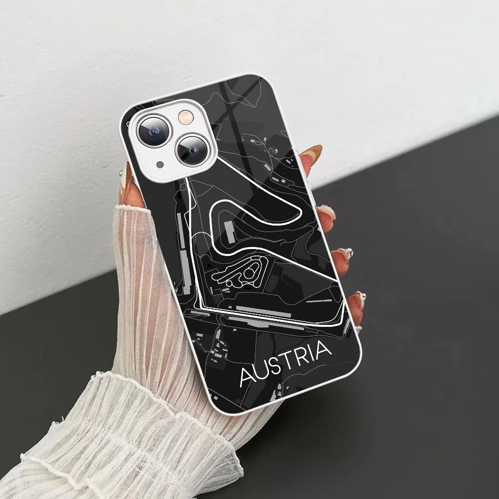 F1 Race Track Prints Phone Case Tempered Glass For Iphone 14 13 12 11 Pro Mini XS MAX 14Plus X XS XR Cover