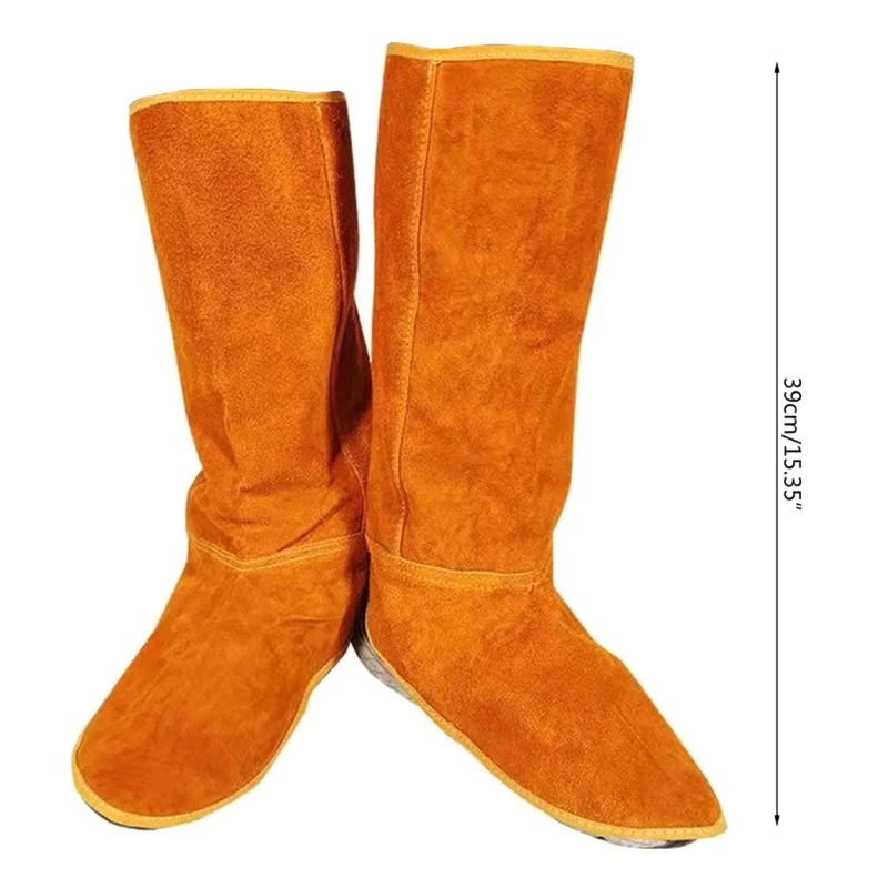 Capa couro para sapato soldador, 15 polegadas, ferramenta trabalho, proteção para os pés, resistente calor à