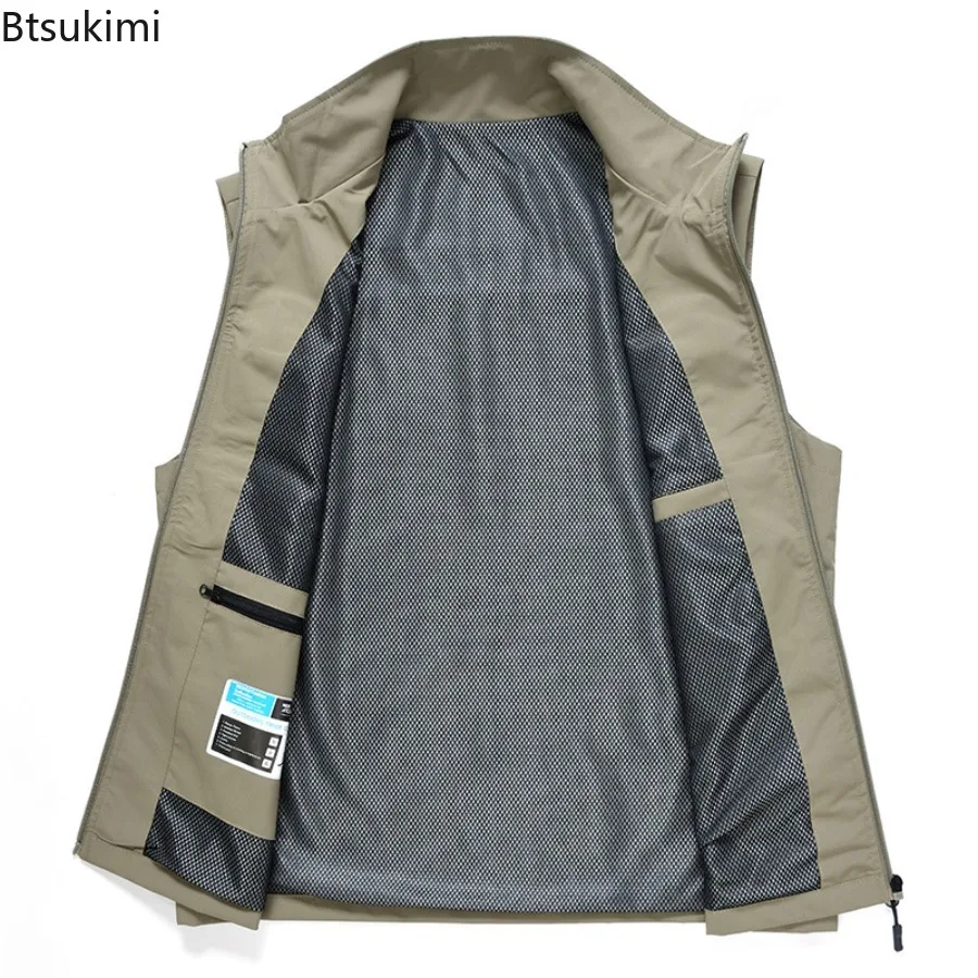 Spring Autumn Men's Outdoor Casual Vests Lightweight Multi-pockets Breathable Waistcoats Men Climbing Fishing Sleeveless Jackets