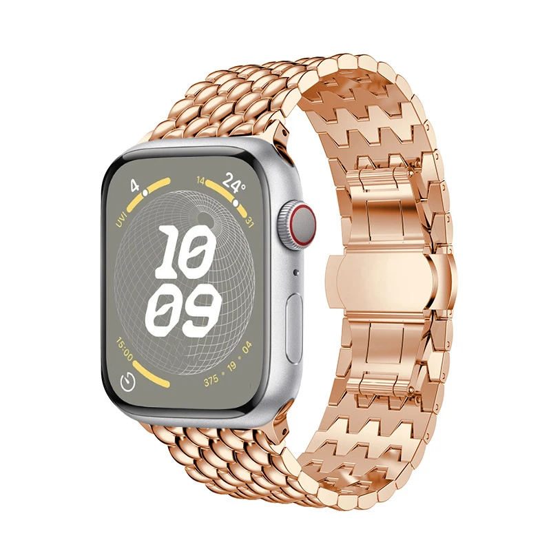 Stainless steel Strap For Apple Watch Ultra/2 10 42mm/46mm 9 8 7 6 5 4 3 SE Metal dragon pattern iWatch 45mm 41mm 42mm 44mm 40mm