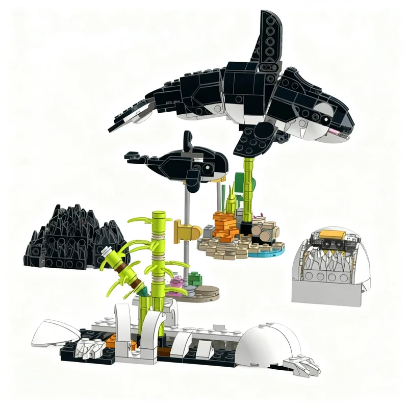 511個入り-moc-オーカーの家族のジオラマ、残りのパーツ、クリエイター向け、3-in-1モデル組み立てブロック、クリスマスプレゼント、建築おもちゃ、diy