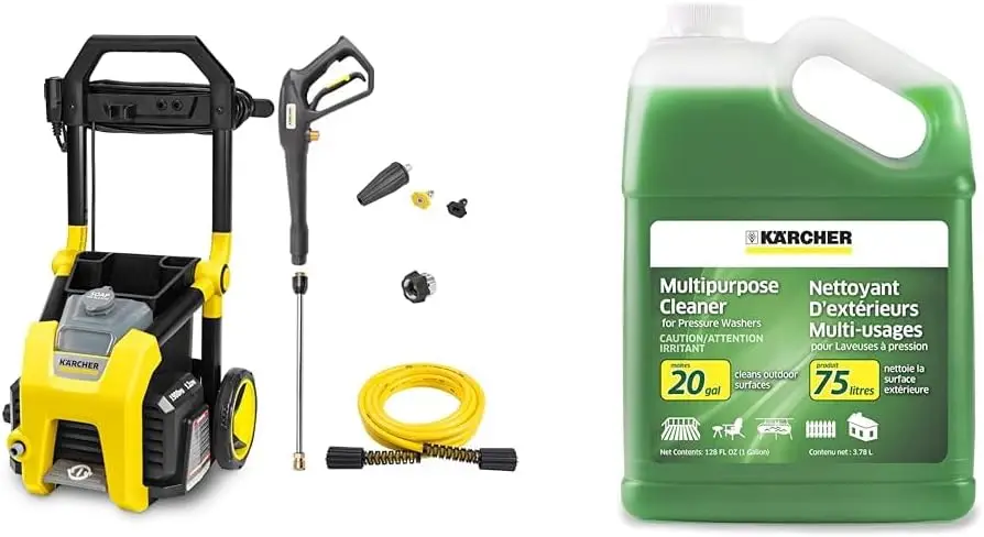 

1900 PSI Electric Pressure Washer Bundle with 3 Nozzles and 1 Gallon Multi-Purpose Cleaner Concentrate