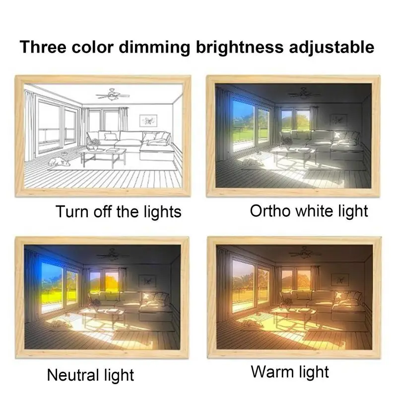 Led Light Painting Photo Frame Night Light Wall Artwork Holder Frames Indoor Sunlight Window Picture Bedroom Home Decor Gifts