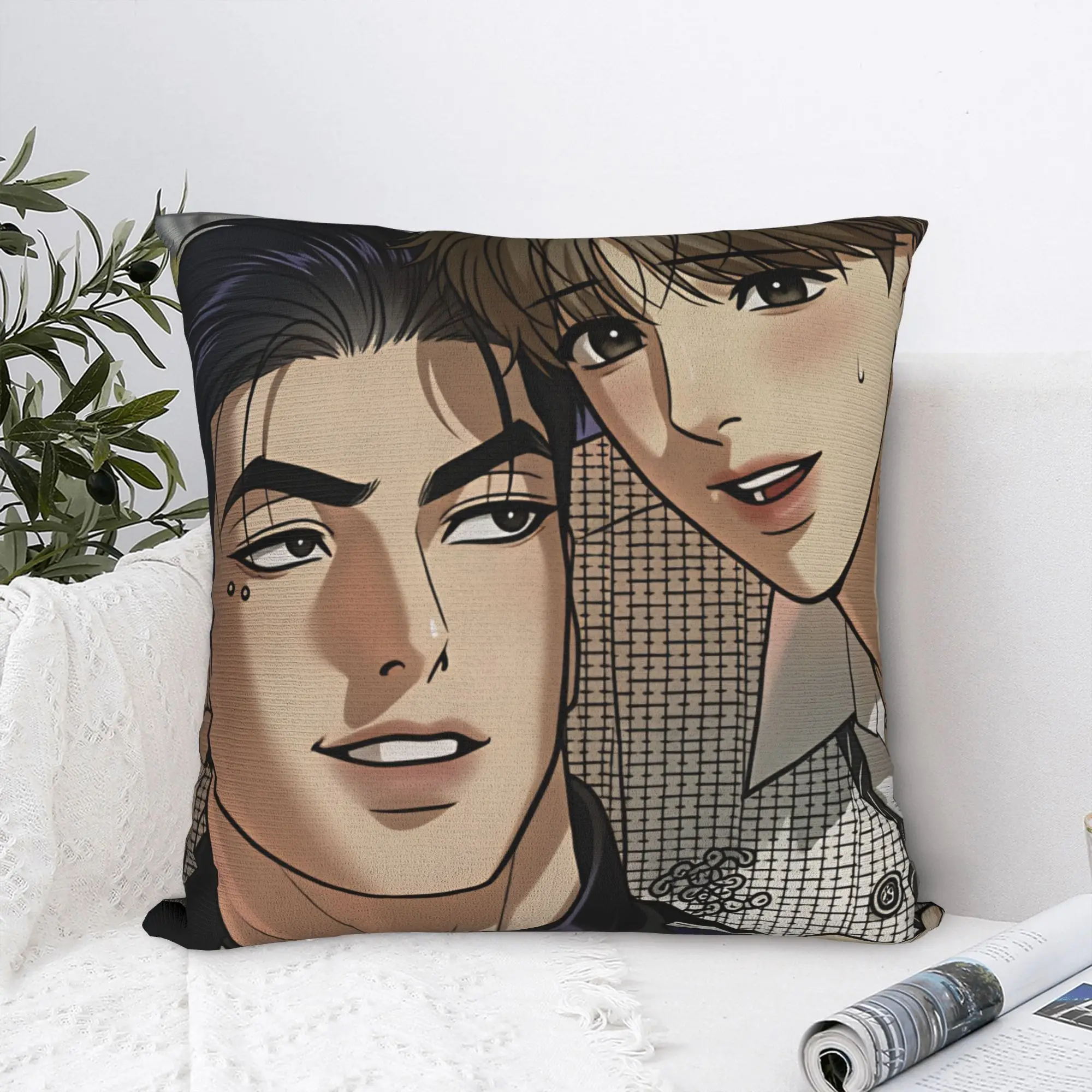Bl Manhwa Jinx Joo Jaekyung   Pillow Cover  Square Pillow Case Cushion Cover Kawaii Graphic Pillowcases For Sofa Home Decoration