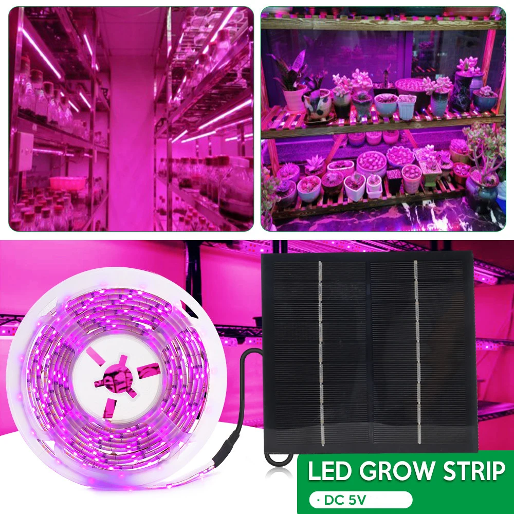 

5 м гидропонный светильник с семенами цветов, полный спектр растений, фитолампа для роста растений, 5 В постоянного тока, 2835 SMD для комнатных тепличных растений