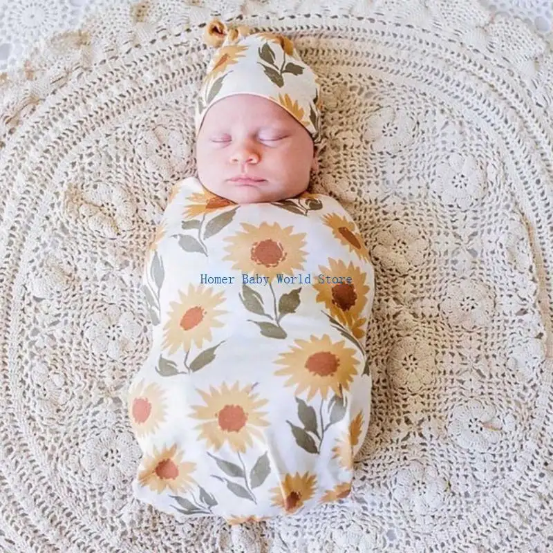 B2QD قبعة بطانية قماط للأطفال حديثي الولادة، هدية استحمام للرضع أثناء النوم