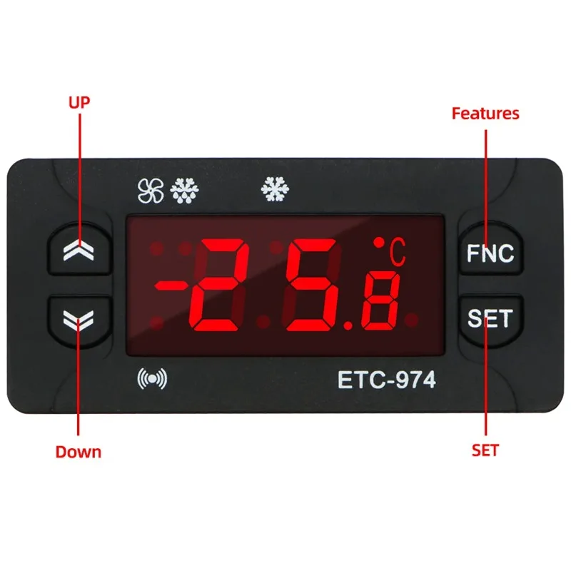 ETC-974 Digital Microcomputer Temperature Controller 220V Digital Thermostat Refrigeration Defrost Fan Control