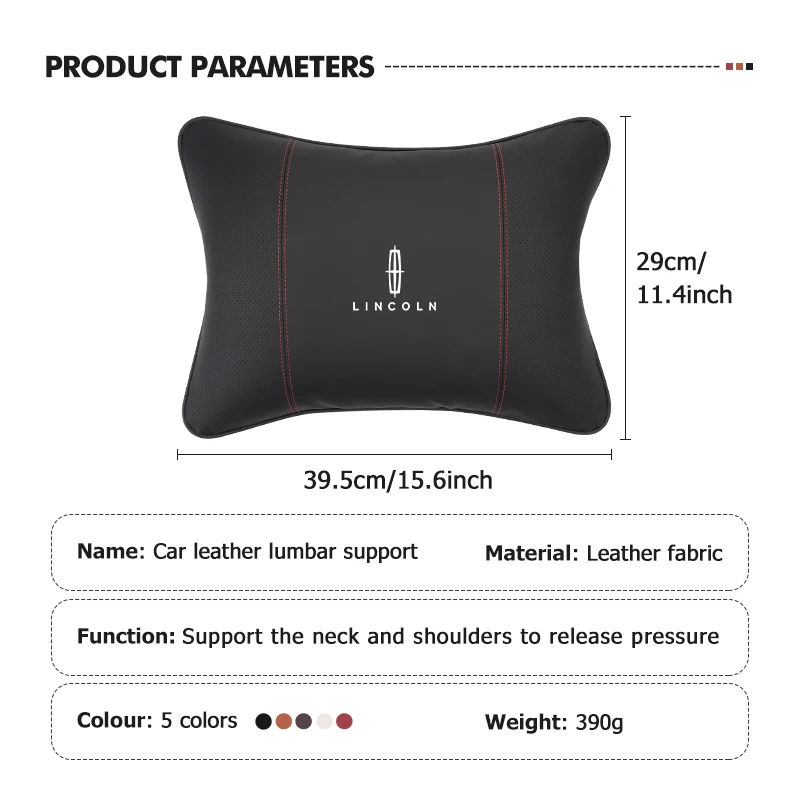 Car Seat Headrest Lumbar Support Spine Protect Neck Rest Cushion For Lincoln Mondeo MKZ MKX Aviator Navigator Continental view 6