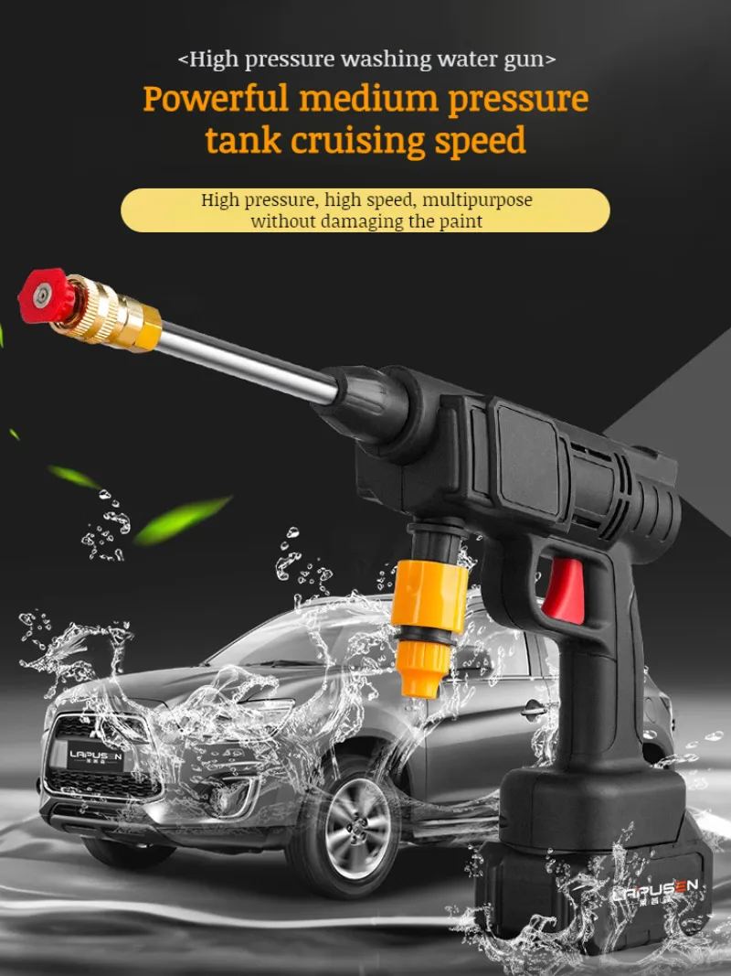 Portable High Pressure Washer Car Water Gun Lithium Battery Charging Wireless Spray Cleaner High power Quick Spray Cleaning Pump