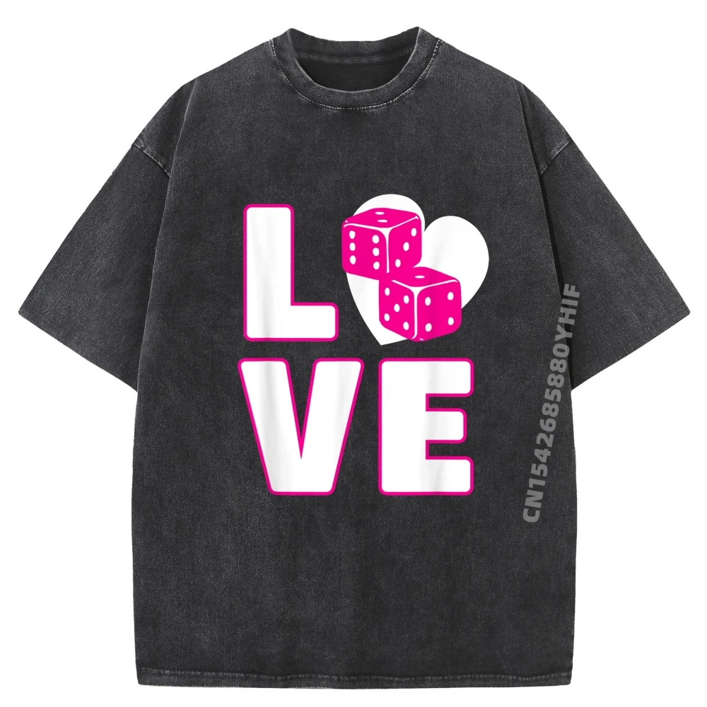 

Mens Printed Tees Lucky Dice Bunco Love Game Night Harajuku Men's T-Shirts Graphic Tees Mens Leisure Washed Clothes