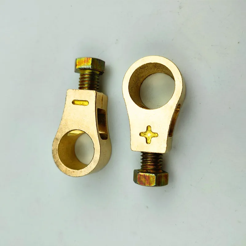 1 Pair Pure Copper Battery Connection Clip Battery Clamp Wiring Terminals Brass Car Battery Pile Head Connector