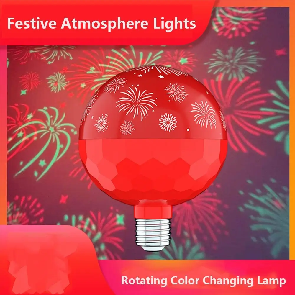 Good Luck New Year Colorful Light Bulb Blessing Color Change Fesitival Projection Bulb Happiness Wealth Party LED Night Light