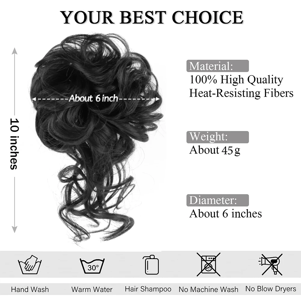 Synthetic Hair Bun Extensions Messy Curly Chignon Blonde Brown Black Donut Updo Band Elastic Scrunchy Chignon For Women