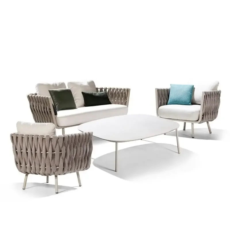 Customized outdoor sofa rattan chair coffee table bed combination outdoor balcony courtyard garden rattan Nordic sofa