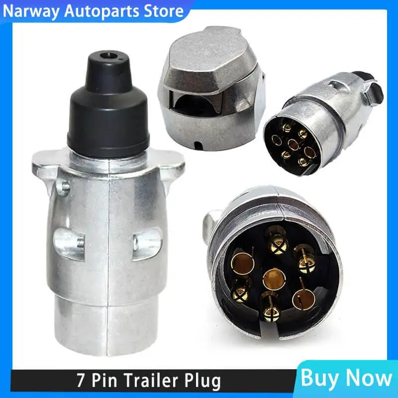 7 Pin Trailer Socket Towbar Metal Aluminum Alloy Plug 12V Connector EU Plug Adapter For Boats RV Truck