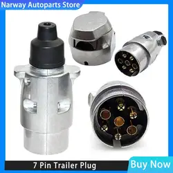7 Pin Trailer Socket Towbar Metal Aluminum Alloy Plug 12V Connector EU Plug Adapter For Boats RV Truck
