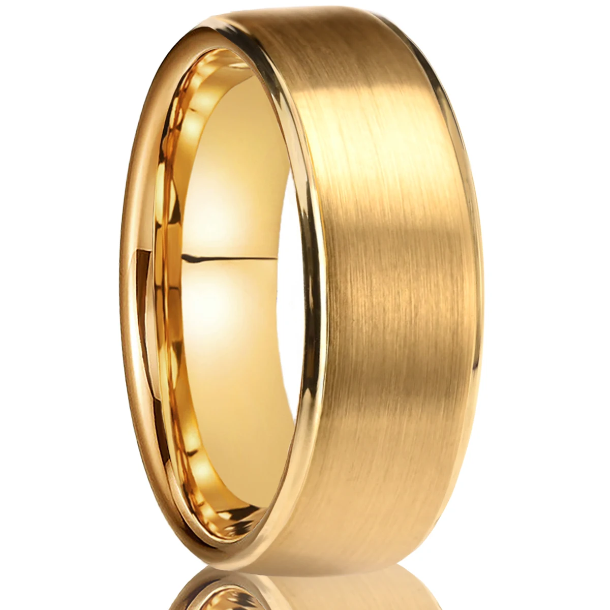 8MM/6MM Goldfarbener Wolframring Herren Eheringe Anillos Bague Homme Pareja De Modeschmuck Paar Verlobungsringe Geschenke – Detail 2