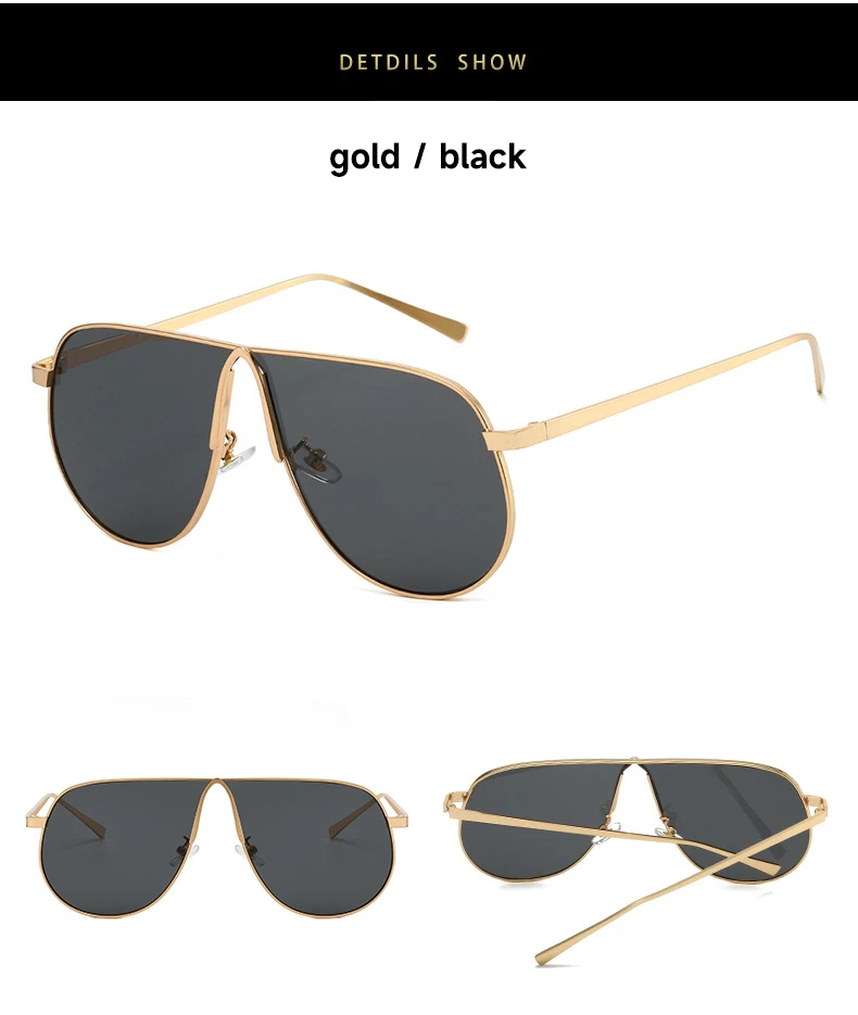 Neue Modische Sonnenbrillen für Damen und Herren Übergroße Piloten-Sonnenbrillen UV400 Metall-Brillen Markendesigner-Shades – Detail 6