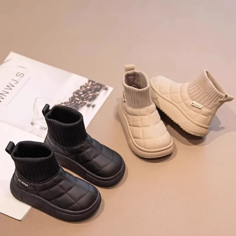 รองเท้าลำลองน่ารักแฟชั่นสำหรับเด็ก รองเท้าบูทหิมะเด็กผู้หญิง รองเท้าบูทกันน้ำบุขนสำหรับเด็กผู้ชายและเด็กผู้หญิง รุ่นใหม่ปี 2025