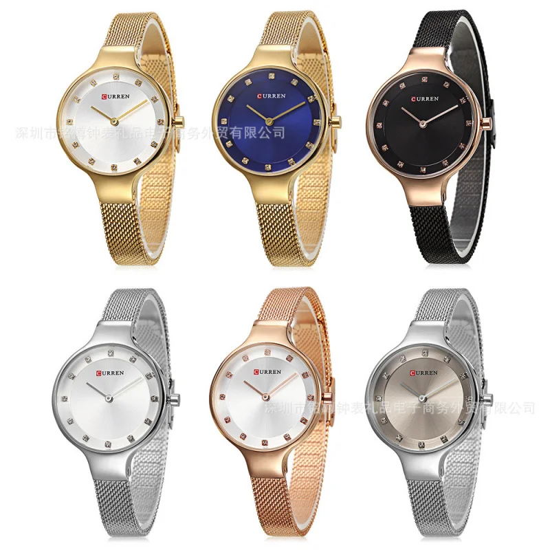 Curren 9008 Женские часы со стальным ремнем Кварцевые часы Водонепроницаемые женские часы Повседневные модные часы