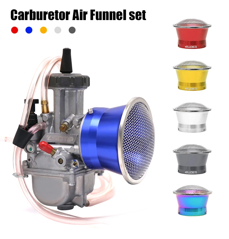 SCL Racing-Motorcycle Carburator Velocity Stack with Net, Air Filter Cup, Funil para PWK, PWM, 34-42mm, TM38, VM38, 63mm