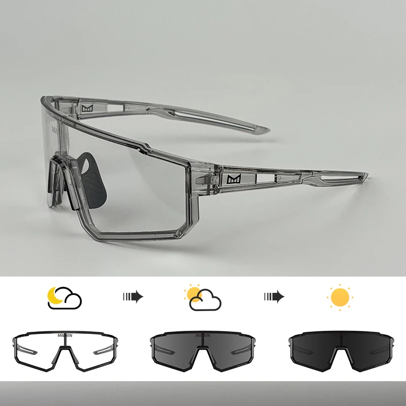 MWWIN Farbwechselnde Fahrradbrille UV400 Outdoor-Sport Laufbrille Herren Fahrrad-Sonnenbrille Damen Rennradbrille
