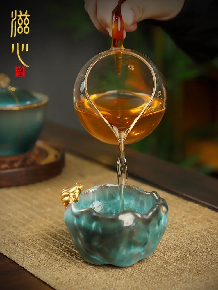 High-End Zhiyaki Vintage Handmade Cup Single Zen Hand-Made Golden Ceramic Stoneware Tea