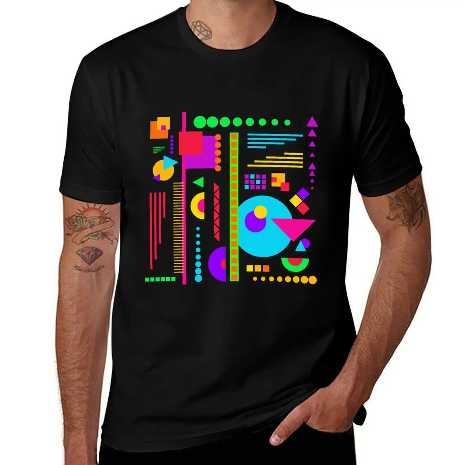 

Modernist Memphis Abstract Neon Art T-Shirt t shirt man designer t shirts cotton 100% T-shirt