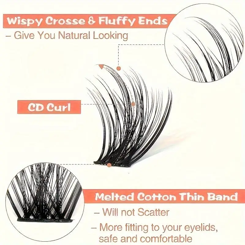 False mascara glue set 144 clusters of eye black set, puffy and thick 144 pieces of 3D effect mascara set DIY eye black set