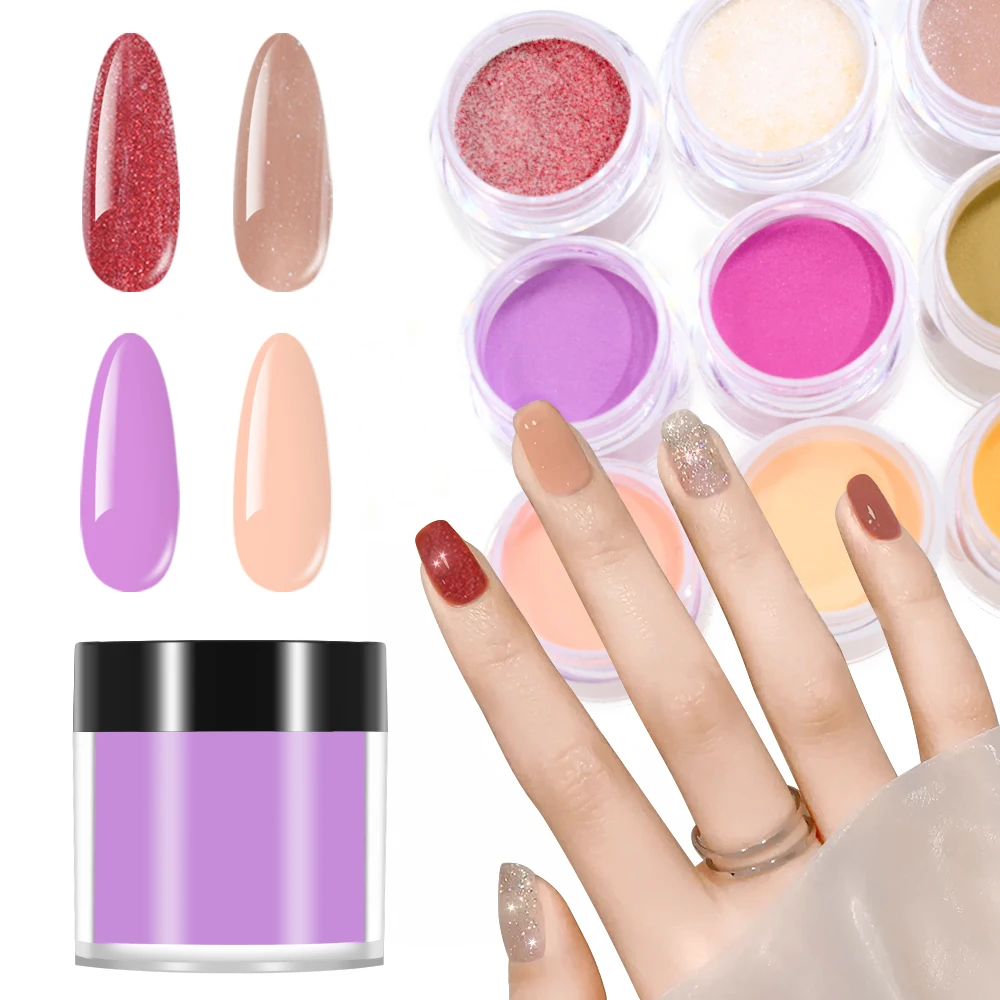 12Pcs Nude/Pink Acrylic Nail Art Powder Colorful Extension Crystal Polymer Dust Odor-Free Bubble-free Long-Lasting Nails Supplie