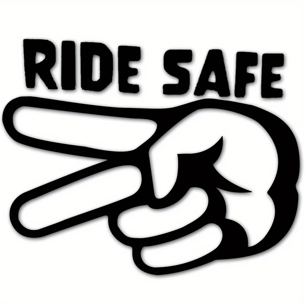 Ride Safe Motorcycle Respect, 2 Fingers Down - Vinyl Decal - Bikers Decals, for Cars, Windows, Walls, Etc.15.24cm