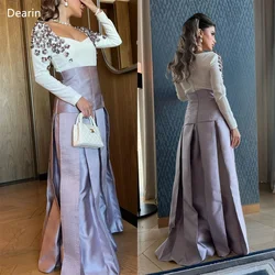 Customized Prom Gown Women Formal Evening Dress Dearin V-neck A-line Floor Length Skirts Applique 3D Flower Bespoke Occasion Dre