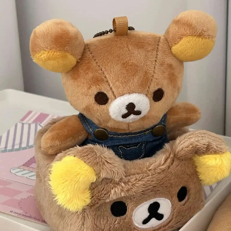 ใหม่น่ารัก Rilakkuma คาวบอย Suspenders อุปกรณ์เสริม Denim พวงกุญแจหมีโซ่ซิปขนาดเล็กจี้จํากัดของเล่นเด็กสําหรับเด็ก