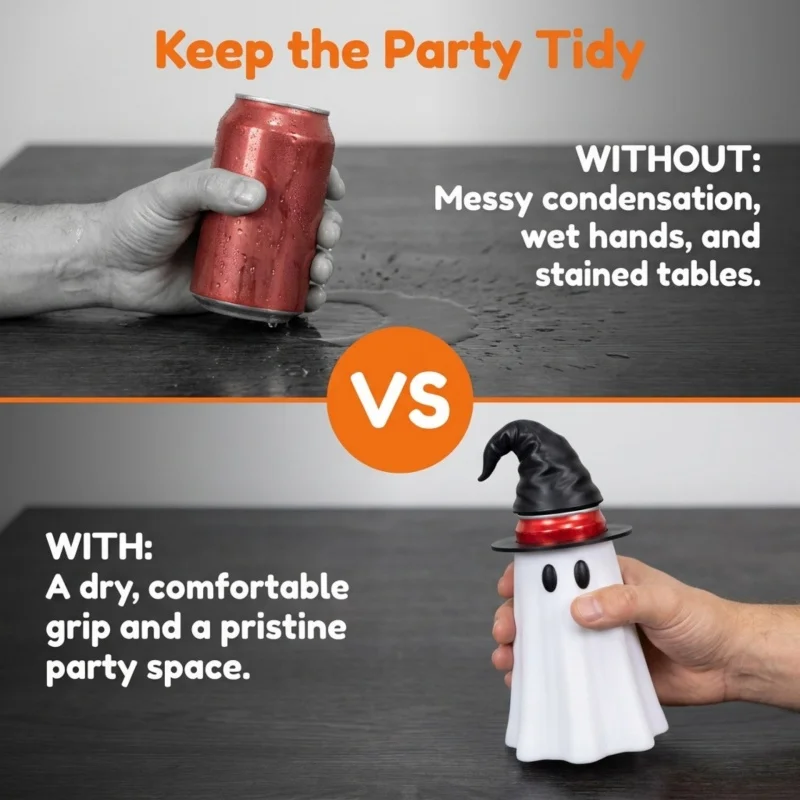 3D Printed Halloween Ghost & Pumpkin Can Holder, Spooky Soda Drink Sleeve, Cute Beverage Can Cup Holder, Halloween Table Decor