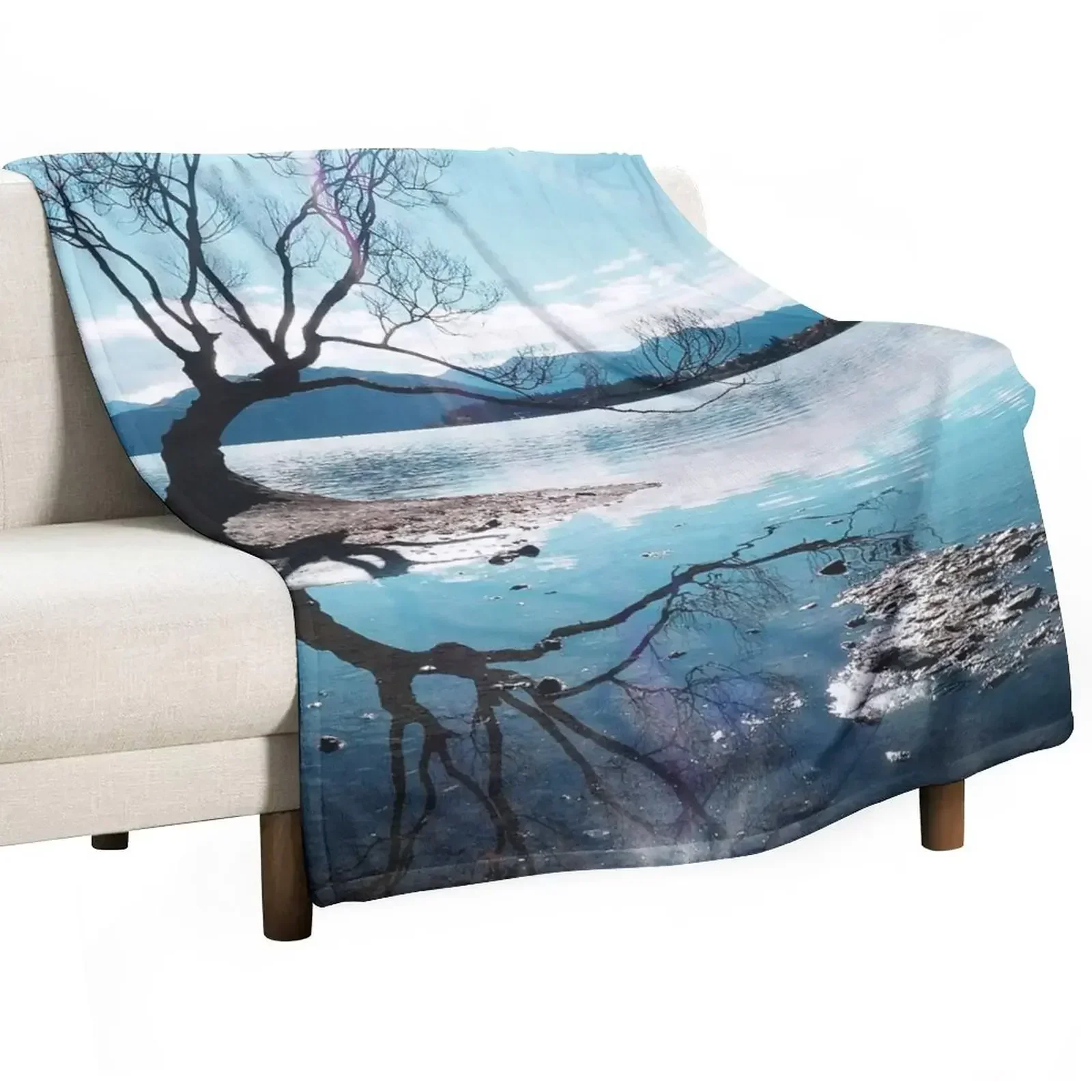 Reflection of that Wanaka Tree Throw Blanket Luxury Designer for babies Blankets