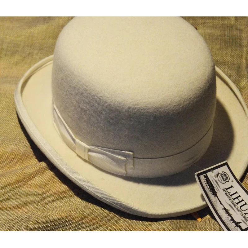 

Бренд LIHUA, 100% шерсть, мужские шляпы-федоры, белый/черный цвет, женский фетровый котелок-дерби, размер 54-60 см