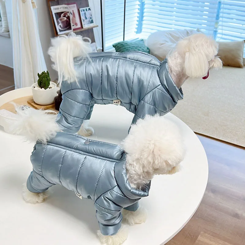 

Pet Four-legged Down Jacket Dog Winter Wrap Belly Cotton Jacket Teddy Solid Color Jumpsuits Clothes Bichon Warm Clothes