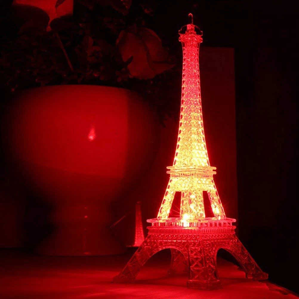 

2Pcs Eiffel Night Light Mini LED Desk Lamp Plastic Soft Decoration Night Light Glow Home Decor Gift Bedroom Table Lamp