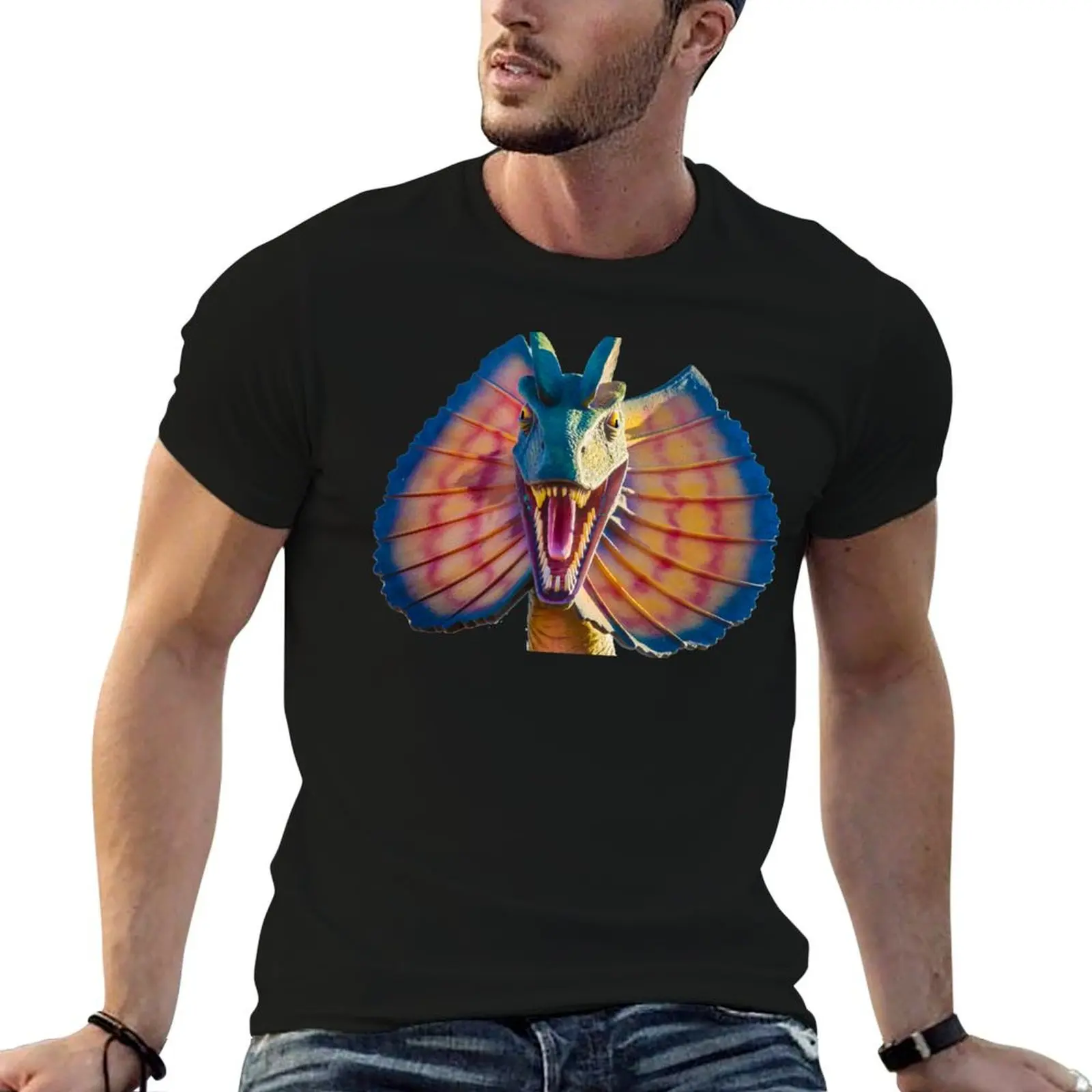 Dilophosaurus the Spitting Dinosaur T-Shirt Work Style Casual T-Shirt