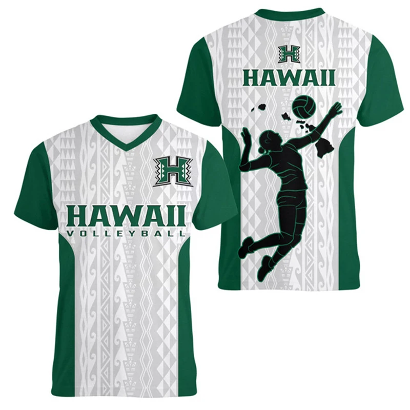 Hawaii Volleyball Tshirt For Men Women Short Sleeve Oversized Sport Tee Shirts Top Gift For Volleyball Polynesia Streetwear Tees