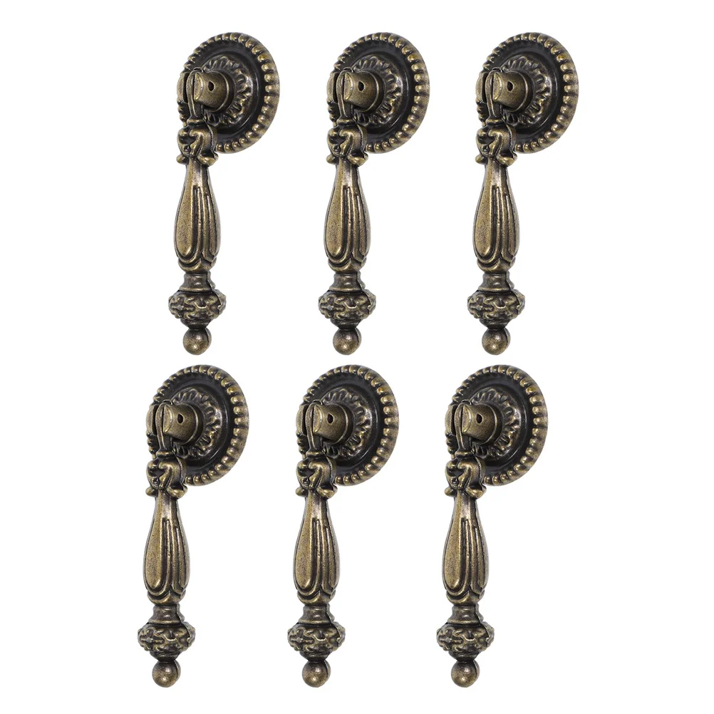 

6Pcs Vintage Cabinet Hardware Zinc Alloy Drawer Pulls Single Hole Design Easy Installation for Kitchen Bathroom Furniture