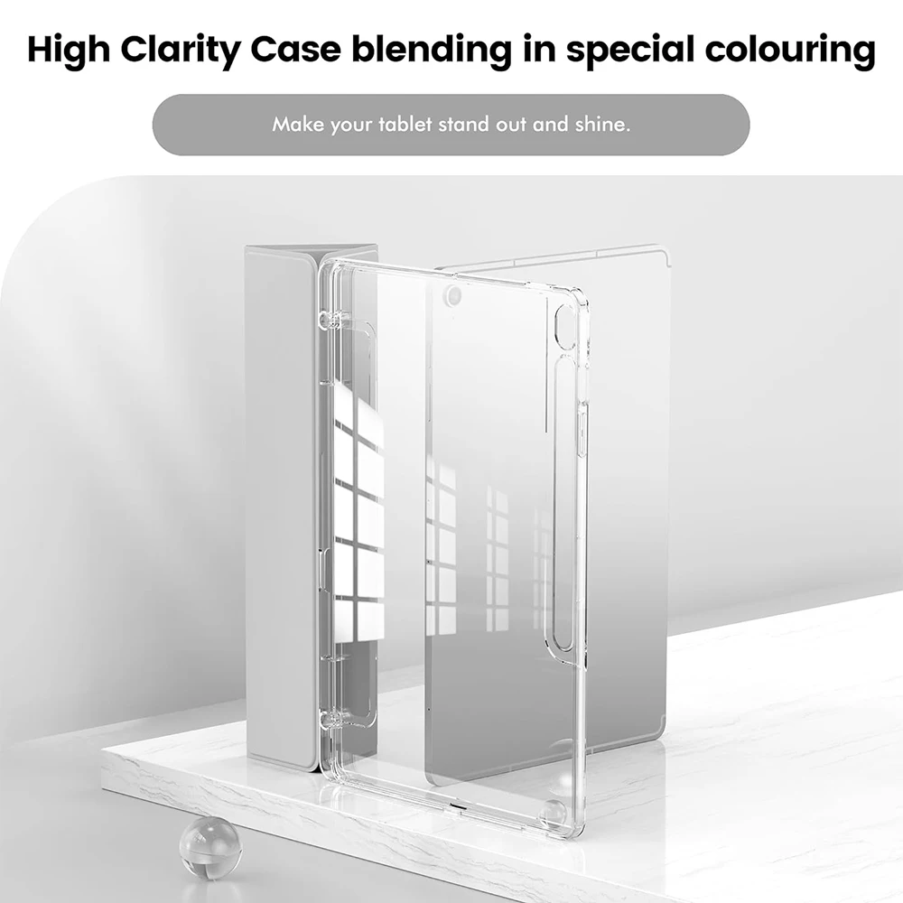 Case for Xiaomi Redmi Pad SE 11'' 2023, Hybrid Slim Case Cover [Built-in Pencil Holder] Cover with Clear Transparent Shell
